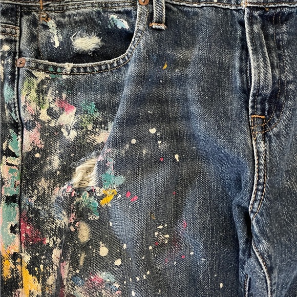 Ralph Lauren Distressed Astor Slim Boyfriend Jeans w/Painted Graffiti, Size 30 - Picture 3 of 8